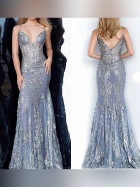 Jovani Prom Long Spaghetti Straps Mermaid Trumpet Bodycon Formal Gown Size 6
